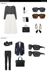 Classic square polarized sunglasses shown with elegant men's and women's fashion outfits