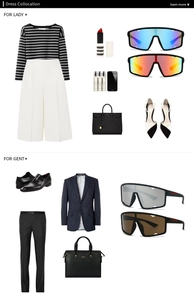 Visual style guide showing men's and women's fashion paired with square polarized sunglasses