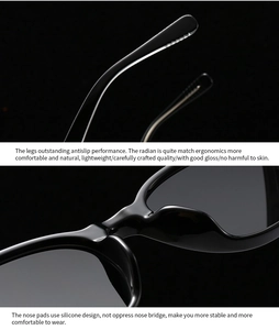 Detail of ergonomic anti-slip temples and integrated silicone nose pads on sunglasses