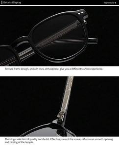 Macro detail of black frame sunglasses with textured metal temples and premium combo hinges