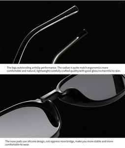 Detail view of ergonomic curved temples and comfortable silicone nose pads for sunglasses