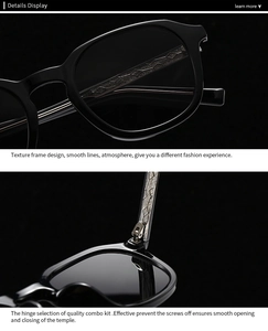 Detail of silver metal temple with diamond texture and reinforced hinge on black sunglasses