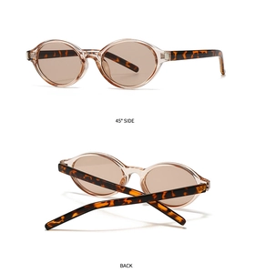 Classic oval sunglasses with brown lenses and tortoise temples, side and back views