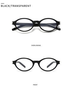 Front and top view of black oval polarized sunglasses with silver metal temple accents