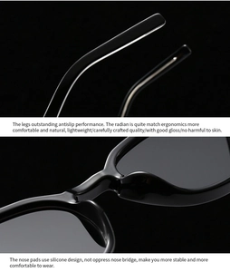 Detailed macro view of ergonomic silicone nose pads and glossy black eyeglass frames