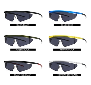 Goggle-style pilot sunglasses featuring polygon geometric lenses in six distinct colors