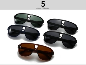 Collection of polarized square frame sunglasses in five colors with a double bridge design