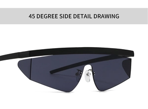 45-degree side view of matte black pilot sunglasses with dark grey flat-top lenses