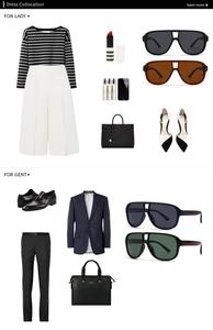 Fashion collage showing polarized sunglasses paired with elegant business and casual outfits