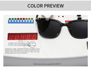 Polarized sunglasses on UV400 tester showing blocking effect for UVA UVB and UVC rays