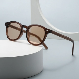 Vintage Round Sunglasses For Men Women UV400 Protection Retro INS Style Plastic Frame Resin Lens Rivet Fashion Shades