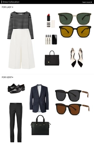 Flat lay of polarized round sunglasses styled with professional business attire and accessories
