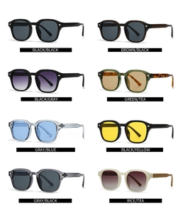 Multiple color variations of retro square sunglasses featuring double bridge frames