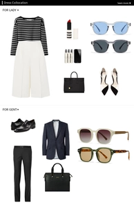 Flat lay of modern retro sunglasses styled with business casual outfits and luxury accessories