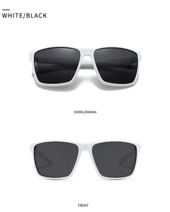 Lunettes de soleil polarisées carrées avec monture blanche, vues de face et de haut
