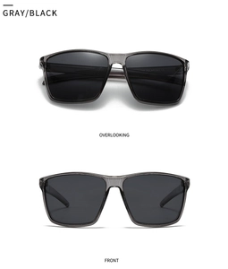 Vues détaillées de lunettes de soleil carrées polarisées grises de face et de dessus