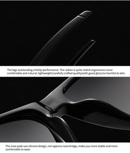 Détail de lunettes de soleil polarisées montrant les branches et les plaquettes en silicone