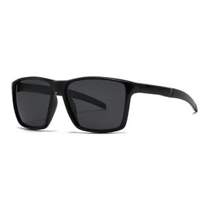 Lunettes de soleil polarisées carrées noires classiques avec monture brillante