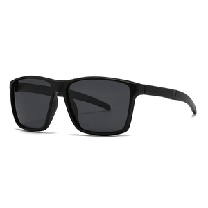 Lunettes de soleil polarisantes carrées classiques noir mat avec verres foncés pour homme