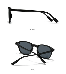 90 Grad Seiten und Rückansicht der modernen Vintage quadratischen schwarzen Sonnenbrille