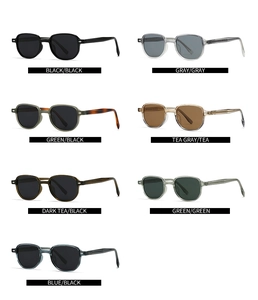 Detailed grid of vintage square sunglasses in diverse lens colors with metal hinges