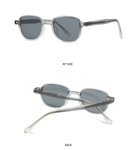 Detail view of 2025 vintage sunglasses showing 45-degree side profile and back folding