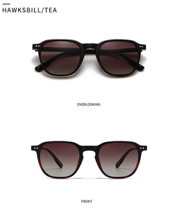 Detailansicht der quadratischen Schildpatt-Sonnenbrille mit Teeverlauf-Gläsern von oben