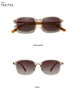 Dual view of retro square tea sunglasses featuring tortoiseshell temples and gradient lenses