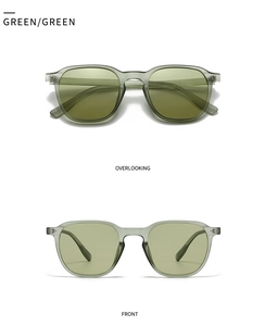 Draufsicht und Frontansicht der modernen Retro-Sonnenbrille in mattem Grün
