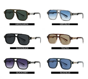 Vue détaillée de six modèles de lunettes aviateur vintage avec double pont et détails en métal
