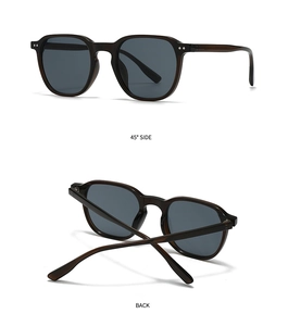 Detailansicht der modernen Retro-Sonnenbrille mit doppeltem Metallpunkt und braunem Rahmen