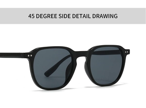 45-Grad-Seitenansicht der modernen Retro-Sonnenbrille mit silbernen Doppelnieten-Details