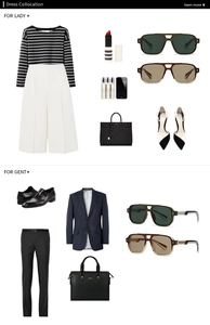 Mise à plat de tenues pour hommes et femmes avec lunettes aviateur et accessoires