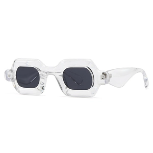 Trendy transparent thick square frame sunglasses with dark lenses for men and women