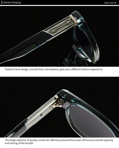 Dettaglio macro di occhiali vintage con cerniera in metallo e design delle aste
