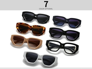 Collection of oversized square sunglasses in seven colors with thick vintage frames