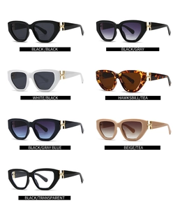 Macro shot of stylish square sunglasses with luxury golden metal H detail on temples