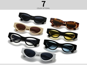 Sept coloris de lunettes de soleil carrées cat-eye rétro avec verres teintés et montures