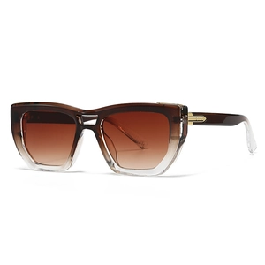 Modern square tortoiseshell sunglasses with brown gradient lenses and gold metal hinge accents
