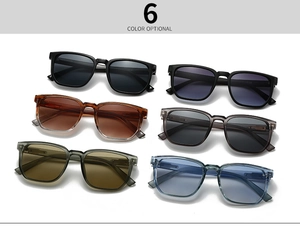 Showcase of six stylish square-frame sunglasses in various colors with a clean white background
