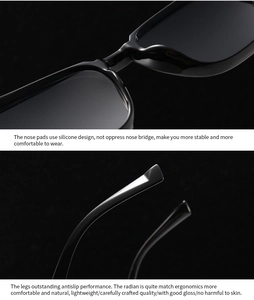 Macro detail of comfortable silicone nose pads and ergonomic glossy temples on black sunglasses