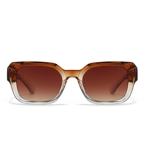 Front view of stylish square sunglasses with brown gradient frames and tinted lenses