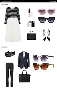 Flat lay of retro cat-eye sunglasses styled for professional lady and gentleman outfits