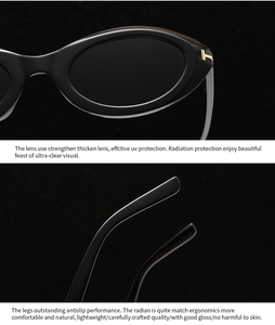 Detail of retro oval sunglasses with golden T-hinge and ergonomic anti-slip temples
