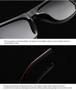 Detail of soft silicone nose pads and ergonomic anti-slip temples on square sunglasses