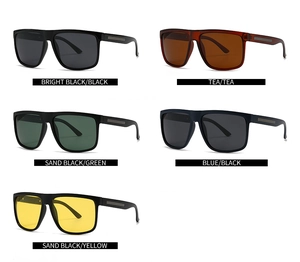 Lunettes de soleil carrées polarisées en cinq couleurs avec détails métalliques
