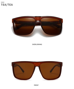 Détails de lunettes de soleil polarisées carrées avec monture en résine translucide