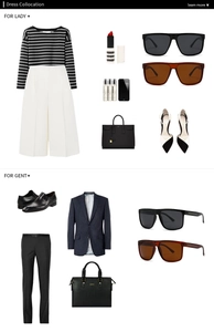 Vue à plat de lunettes de soleil carrées polarisées avec tenues et accessoires chic
