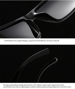 Makrodetail der ergonomischen Nasenpads und glänzenden rutschfesten Bügel der Sonnenbrille