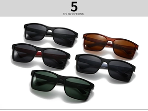 Detailed view of five color options for trendy square polarized sunglasses with CE marking